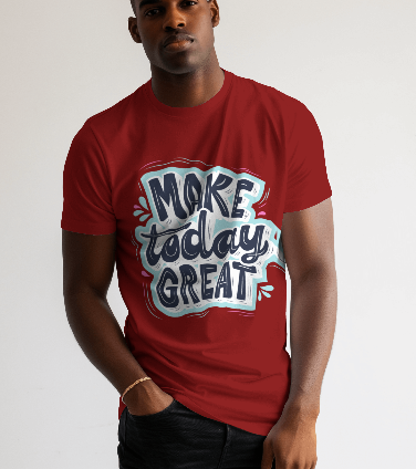 MEN'S MAKE TODAY GREAT GRAPHIC PRINTED MAROON REGULAR FIT T-SHIRT