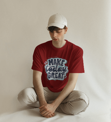 MEN'S MAKE TODAY GREAT GRAPHIC PRINTED MAROON REGULAR FIT T-SHIRT