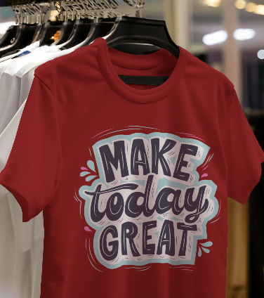 MEN'S MAKE TODAY GREAT GRAPHIC PRINTED MAROON REGULAR FIT T-SHIRT