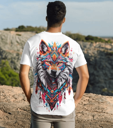 MEN'S PSYCHEDELIC WOLF GRAPHIC PRINTED REGULAR FIT T-SHIRT