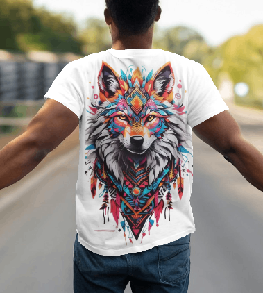 MEN'S PSYCHEDELIC WOLF GRAPHIC PRINTED REGULAR FIT T-SHIRT