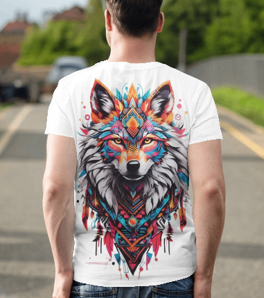 MEN'S PSYCHEDELIC WOLF GRAPHIC PRINTED REGULAR FIT T-SHIRT