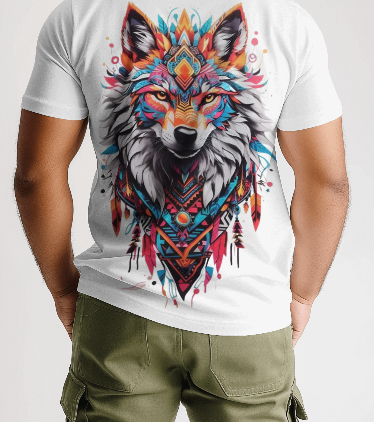 MEN'S PSYCHEDELIC WOLF GRAPHIC PRINTED REGULAR FIT T-SHIRT