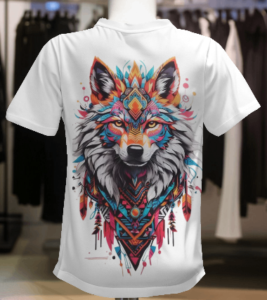 MEN'S PSYCHEDELIC WOLF GRAPHIC PRINTED REGULAR FIT T-SHIRT