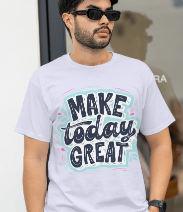 MEN'S MAKE TODAY GREAT GRAPHIC PRINTED LAVENDER REGULAR FIT T-SHIRT