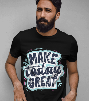 MEN'S MAKE TODAY GREAT GRAPHIC PRINTED BLACK REGULAR FIT T-SHIRT