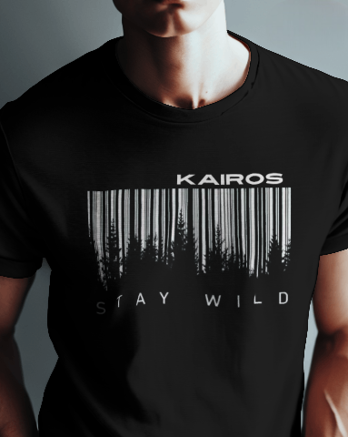 MEN'S STAY WILD GRAPHIC PRINTED BLACK REGULAR FIT T-SHIRT