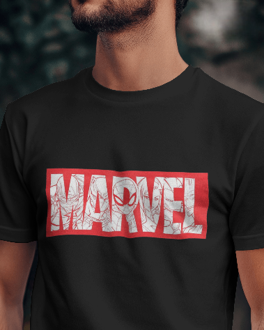 MEN'S MARVELS GRAPHIC PRINTED BLACK REGULAR FIT T-SHIRT